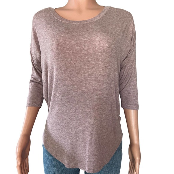 Ann Taylor Loft Shirt Womens XS Heather Purple 3/4 Sleeve T-Shirt Knit Pullover - Picture 1 of 4